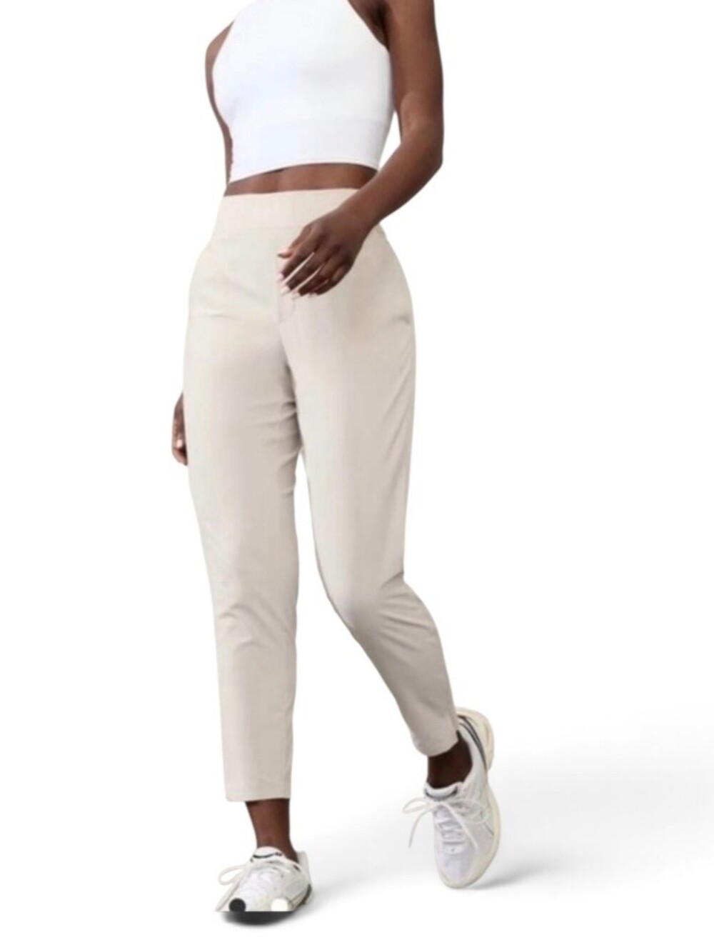 NEW Athleta Brooklyn Ankle Pant Athleta Cream Lightweigt Plis Size.14